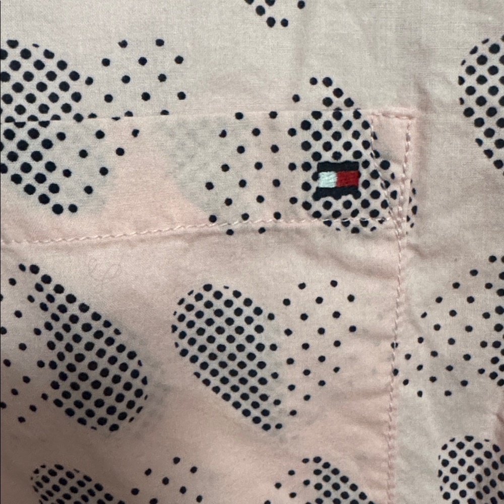 Tommy Hilfiger 🆕 100% Cotton Polka Dot Hearts Button Tab Roll Sleeves NWOT Sz 3x - Picture 14 of 14